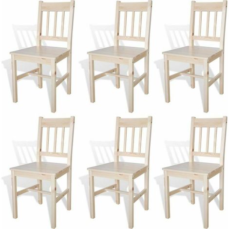 vidaXL Sedie da Pranzo 6 pz in Legno di Pino