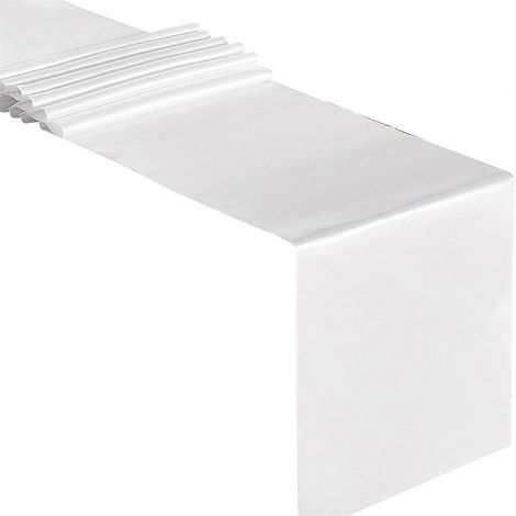 Chemin de table en satin uni, 30,5 x 274 cm, décoration élégante pour mariages, anniversaires et banquets, blanc (1/5)