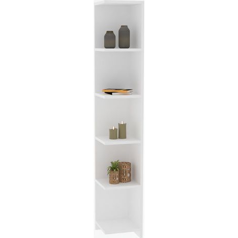 Bibliothèque en bois "Ravella" - 25 x 25 x 160 cm - Blanc (1/4)
