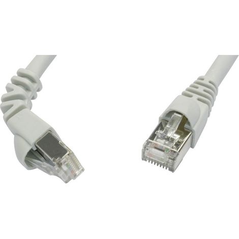 Telegärtner 100008011 RJ45 Patchkabel CAT 6a S/FTP 1.00 m Grau Flammwidrig, mit Rastnasenschutz 1 St