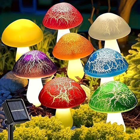 Lot de lampes solaires « Champignons » pour jardin — 12 LED, éclairage décoratif extérieur IP65 (1/5)