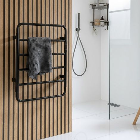 JTP Aero Electric Towel Rail 640mm H x 475mm W - Matt Black (1/3)