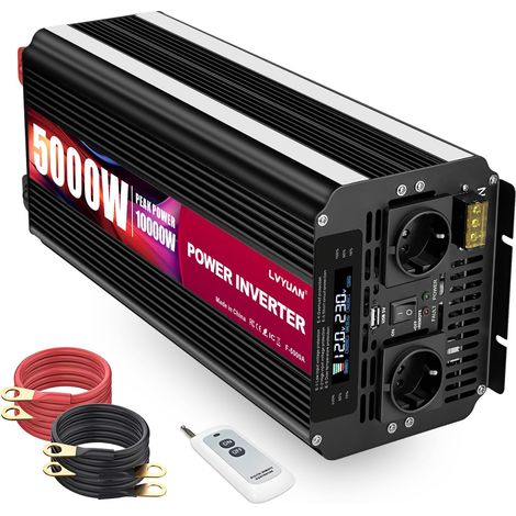 Convertisseur 12v 220v Onde sinusoïdale modifiée onduleur 12V 230V 5000W/10000W transformateur avec LCD Télécommande Deux Prises AC et Prises USB (1/5)