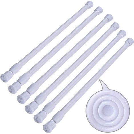 Lot de 6 Tringles Extensibles sans Perçage Tringles de Rideau pour Penderie Salle de Bains Cuisine (Blanc, 30-50cm) (1/5)