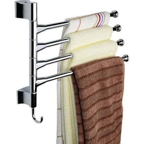 1 porte-serviettes, 4 barres réglables, acier inoxydable, design contemporain, salle de bain (1/4)