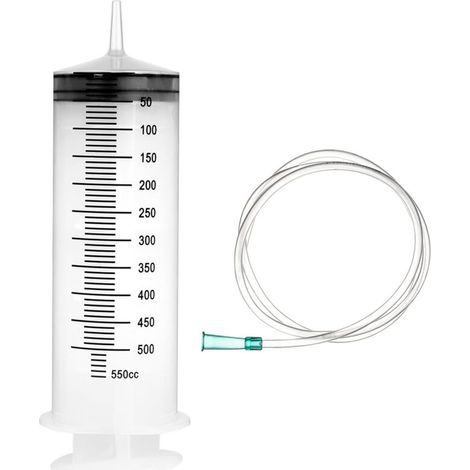 Siringa dosatrice in plastica riutilizzabile da 500 ml con tubo flessibile da 1 m per un trasferimento preciso dei liquidi.