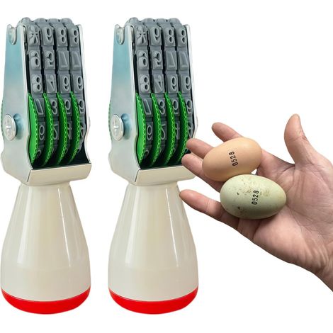 Dateur Manuel pour Œufs, Tampon en Caoutchouc 5mm, Marqueur pour Œufs de Poules, Canards, Caille, Dindons et Oies Tampon en Caoutchouc à Quatre Chiffres (2) (1/5)