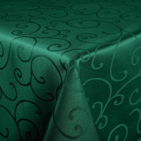 Abwaschbare Tischdecke Jacquard 100x140 cm Rechteckig Grün Schmutzabweisend Pflegeleicht