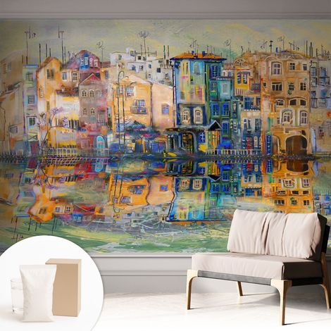 Papier peint intissé avec imprimé installation simple qualité excellente sans désordre - Colle incluse gratuite Ville magique 312x219 cm (1/5)