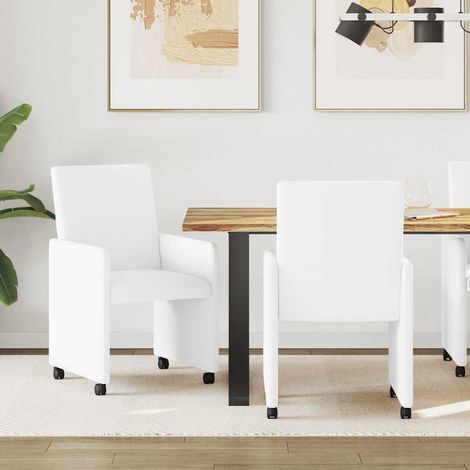 Esszimmerstühle mit Rollen 2 pcs Weiß 57 x 66 x 94 cm
