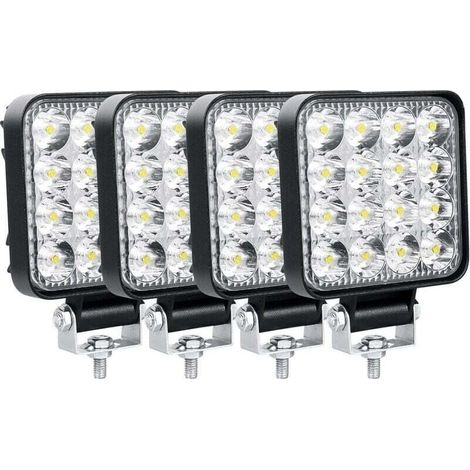 Lot de 4 Phare de Travail LED 8.5cm 3.4'' 48W Projecteur LED 12V 24V Etanche IP67 Spot Feux Antibrouillard LED pour 4x4 Voiture Camion Tracteur SUV Bateau Quad Vehicule (1/4)