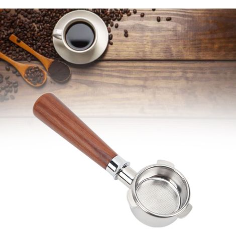 Siebträger aus Edelstahl ohne Boden und mit Siamesischem Rosenholz für Breville 8er Serie 54 mm (Modelle 870/880)