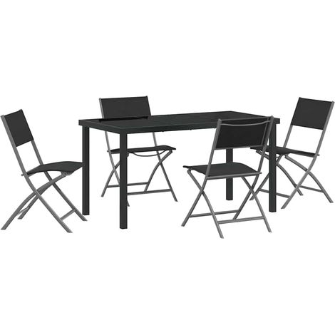 Maison Exclusive - Set da Pranzo per Giardino 5 pcs Nero (1/5)
