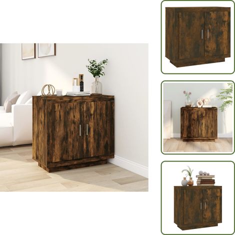 Aparador con almacenamiento - vidaXL Aparador madera contrachapada color roble ahumado 80x40x75 cm - Aparador consola