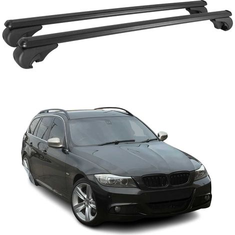 OMAC Aluminium Dachträger Querträger für BMW 3er E91 Touring 2004-2012 – TÜV / DIN 75302:2019 – Abschließbar – Max. 75 kg – 2 Stangen Schwarz (1/5)