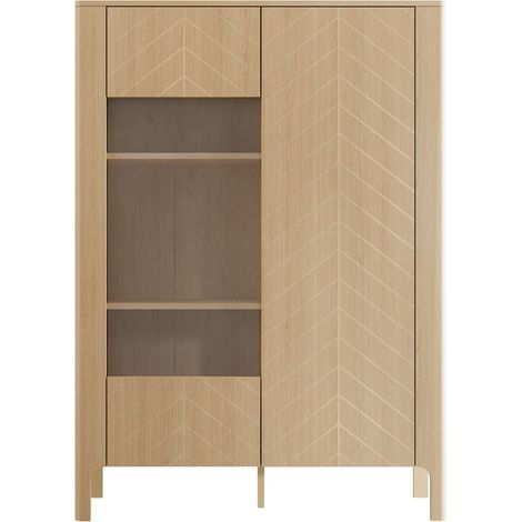 Étagère Mavtoru 102 , Fermé, Avec des portes, Stratifié, Verre trempé, Le nombre de portes: 0, Nombre de tiroirs: 0, 146x103x41cm, LED: Disponible (1/5)