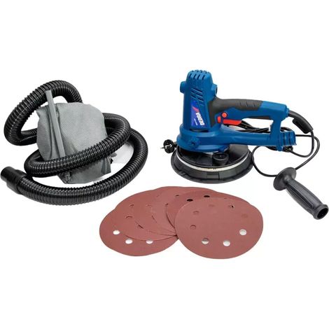 Ponceuse manuelle pour cloisons sèches avec lumière LED 750 W, 1500-2700 tr/min, 180 mm, disque abrasif, pour le traitement du plâtre, avec aspiration de la poussière, poids 3,1 kg, câble long 4 (1/5)