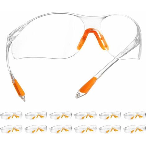 Lunettes de Sécurité Anti-Buée Lot de 12 avec Lentilles Transparentes pour Jardinage, Laboratoire et Cyclisme