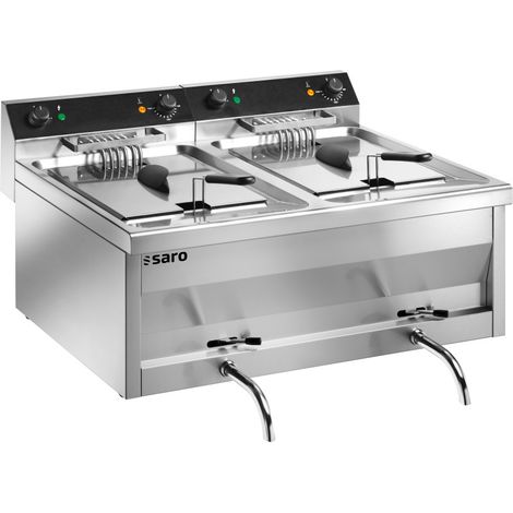 Friteuse double - 2x12L - Température 0/+180°C - Cuves amovibles - Robinet vidange - Saro