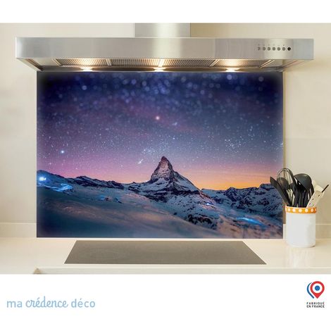 Fond de hotte : Ciel et montagne, Alpes - Verre trempé - 90 cm - 60 cm (1/5)