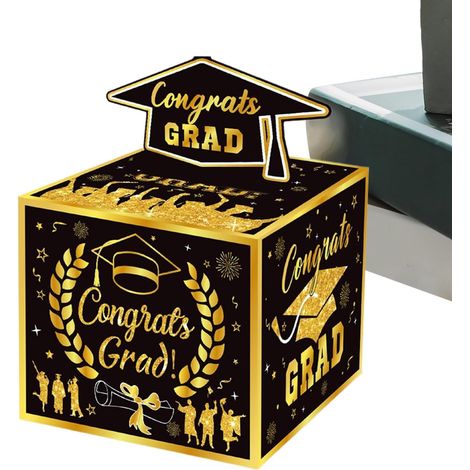 Graduation Card Box, Pull-Out Cash Organizer, Money Holder with Reusable Build, Gift Display Case with Thirty Bags, Party Favor Container, Box for School Celebrations (1/5)