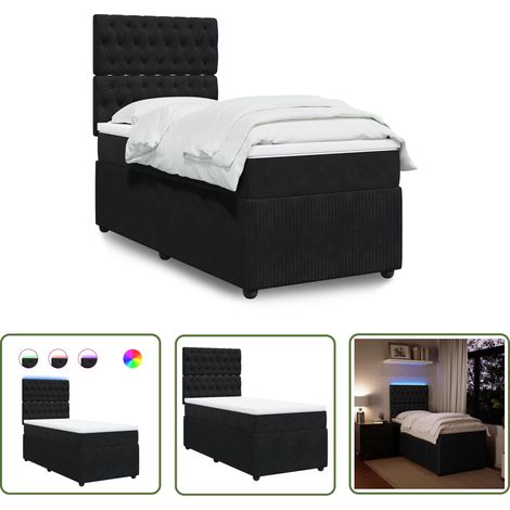vidaXL Boxspringbett mit Matratze Schwarz 90x200 cm Samt (1/5)