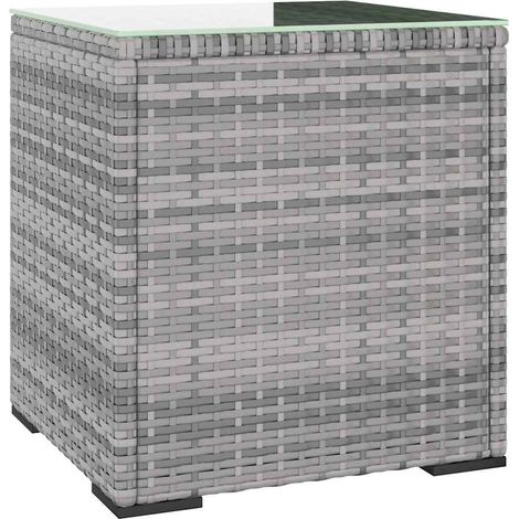 vidaXL Mesa auxiliar ratán sintético gris 40x37x40,5 cm (1/2)