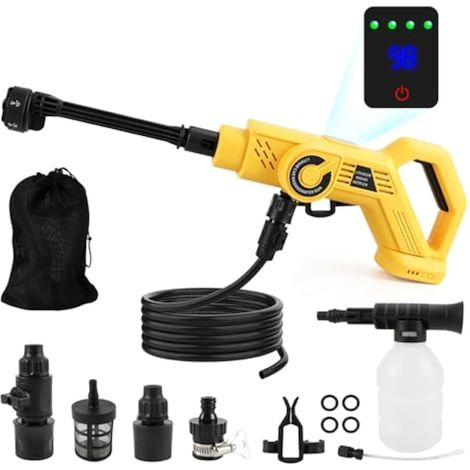 Nettoyeur Haute Pression sans Fil pour Dewalt 18/20 V, 68 Bars, Portable, amélioré, avec 4 Niveaux réglables, buse de pulvérisation 6 en 1, pour arrosage du Sol de la Voiture (1/5)