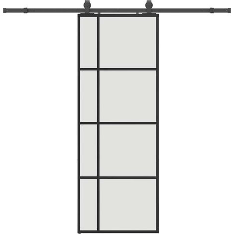 Maison Exclusive - Schiebetür mit Beschlag Schwarz 76x205 cm ESG-