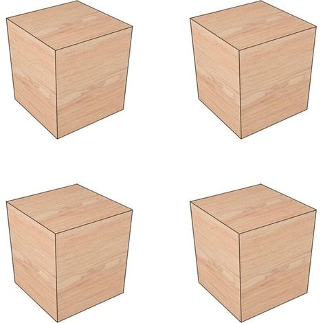 Lot de 4 pieds de meubles en bois massif, rehausseurs carrés en bois naturel, rallonges en bois pour tables, canapés, fauteuils, armoires (8 x 8 x 5 cm, 5 cm de hauteur) (1/5)