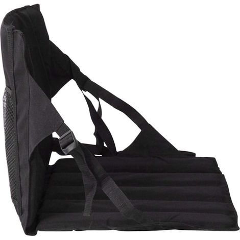 CSPARKV - Silla plegable cómoda negra para acampar en el jardín al aire libre - Asiento de estadio portátil, silla acolchada plegable, asiento de suelo con respaldo para picnic