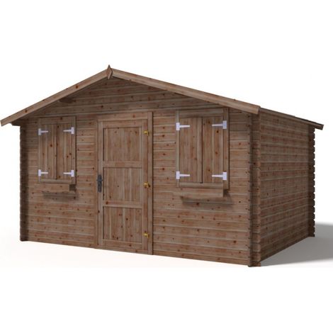 Casetta da giardino in legno - 12m2 - 4x3m - impregnata - 28mm - colore: marrone - DOM418 (1/5)