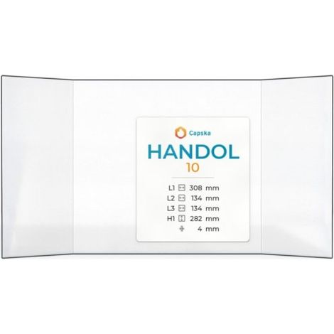 Vitre Handol 10 - Verre Prismatique pour insert - (134 + 308 + 134) x 282 mm (L2+L1+L3 x H1) - 4 mm (1/5)