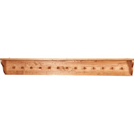 Attaccapanni Country a mensola in Legno massello di Tiglio Finitura Naturale 200x22x27h CM (1/5)