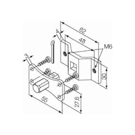 Nice 525.10012/M6AX - Staffa Perno quadro 10 mm + staffa con fori M6