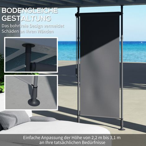 Armoire autoportante à longueur ajustable, montage sans perçage, cadre en aluminium, 1,2 x 2,2-3,1 m, gris anthracite
