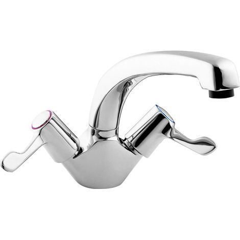 Deva Vitality Lever Action Deck Mounted Kitchen Sink Mixer Tap with Copper Tails - Chrome