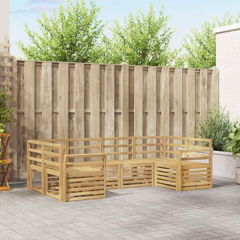 vidaXL Ensemble de canapés d'extérieur 6 pc Blanc Bois d'Acacia Massif (1/5)