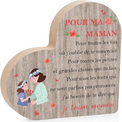 Cadeau Maman Noel Cadeau Fete des Meres, Décoration Planche en Bois en Forme de Coeur Balancier pour Maman, Origina OBJET DECORATIF (1/5)