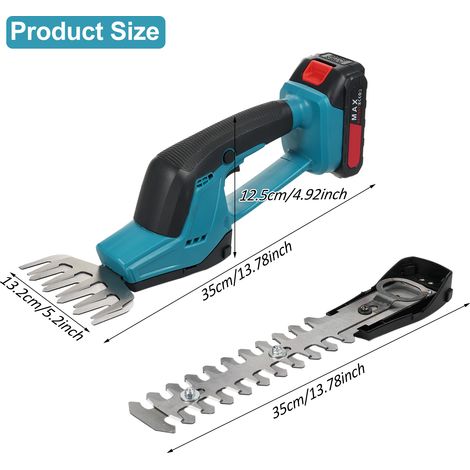 Decdeal Lithium Cordless Hedge Trimmer Handheld Dual-Purple-21-V-Batterie-Busch elektrisch zum Beschneiden mit 2,0AH und Ladegerät Grasstrauchzweige Rasen