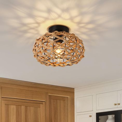 Plafonnier en rotin, lustre bohème, suspension de style industriel, lustre de plafond de style Wabi-sabi pour ferme, chambre, couloir, entrée, cuisine (1/5)