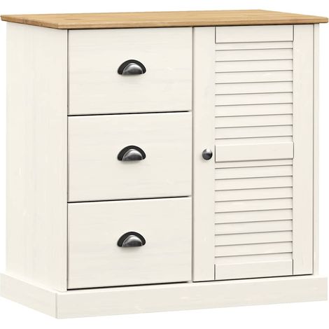 Aparador con cajones VIGO madera maciza pino blanco 78x40x75 cm vidaXL (1/5)