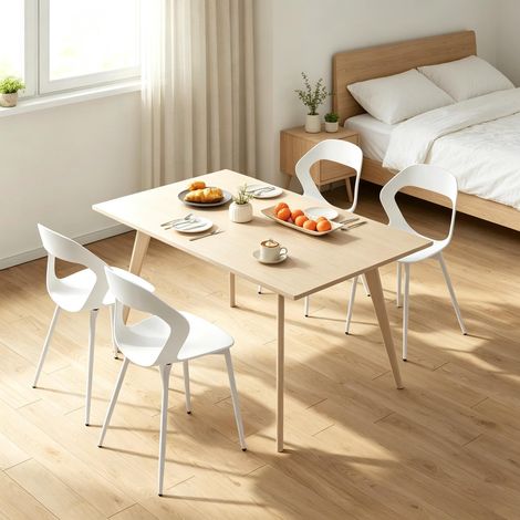 Ensemble de 4 chaises de salle à manger design moderne, dossier ergonomique, piètement fin et élégant, chaises stylistes pour table (lot de 4 uniquement). (1/5)