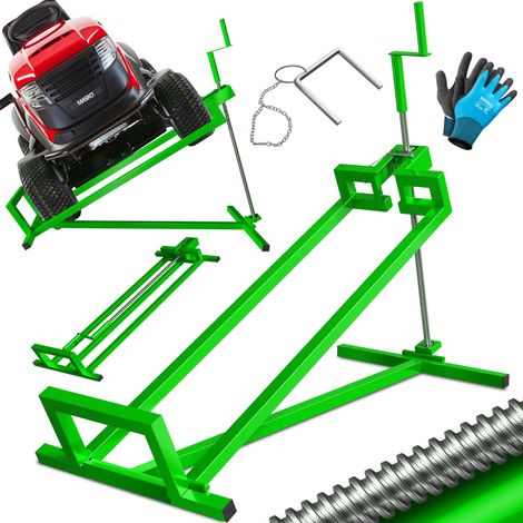 MASKO® Rasentraktor Heber 400kg Aufsitzmäher Hebevorrichtung Rasentraktorheber Reinig.Hilfe Hebebühne inkl. Arbeitshandschuhe   Grün (1/5)