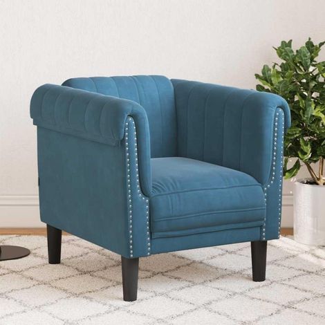 Canapé convertible bleu velours, fauteuil pliable pour invités, couchage confortable (1/5)
