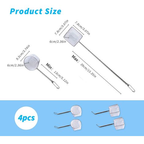 Épuisette d'aquarium télescopique en acier inoxydable filet de pêche fin pour poissons et crevettes lot de 4