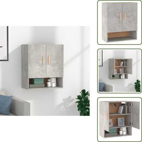 Armadietto in legno multistrato - vidaXL Armadietto a Muro Grigio Cemento 60x31x70 cm Legno Multistrato - Armadietto scandinavo