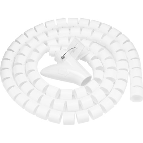 Gaine Spirale Flexible pour Câbles - Organisateur de Fils Blanc 1,5m x 22mm - Protection et Rangement