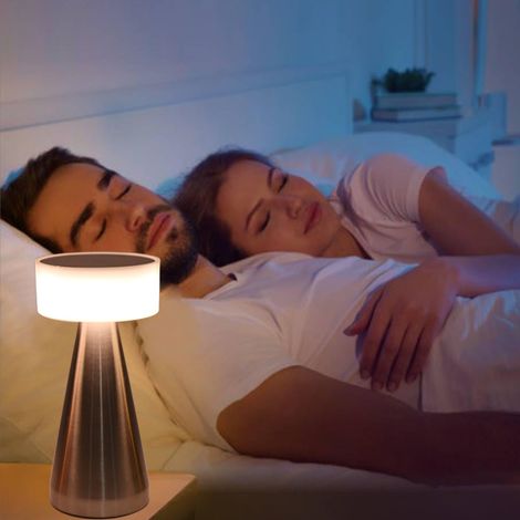 Tragbare LED-Schreibtischlampe mit 3 Farbtemperaturen, einstellbarer Helligkeit, wiederaufladbar, ideal für Kinder, Kinderzimmer, als Nachtlicht oder Nachttischlampe, silberfarben. (1/5)