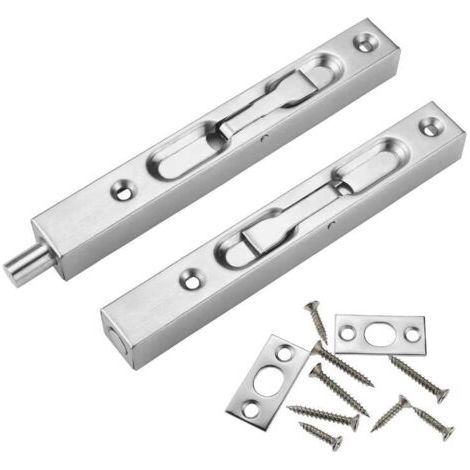 2 Pièces Loquet Caché de Porte, Loquets Coulissants de Porte 15cm, Loquet Dissimulé en 304 Acier Inoxydable, Door Flush Bolt pour Tous Les Types de Portes en Bois (1/5)